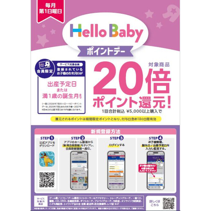 毎月第1日曜は「ハロｰベビーポイントデー」
